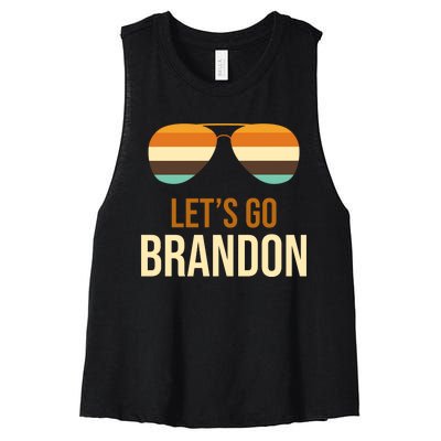 Let's Go Brandon F Joe Biden Cool Shades Retro Women's Racerback Cropped Tank