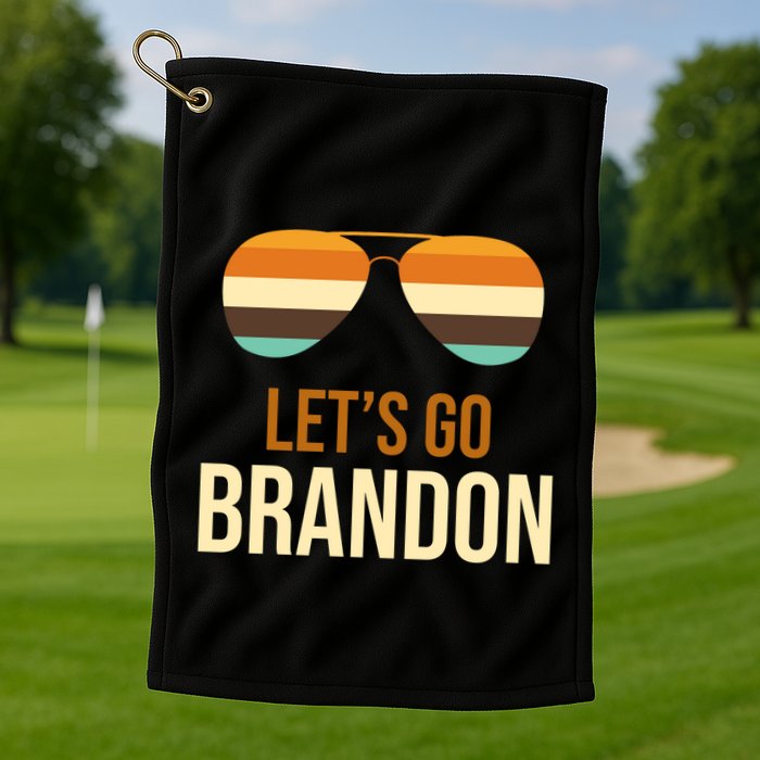 Let's Go Brandon F Joe Biden Cool Shades Retro Golf Towel