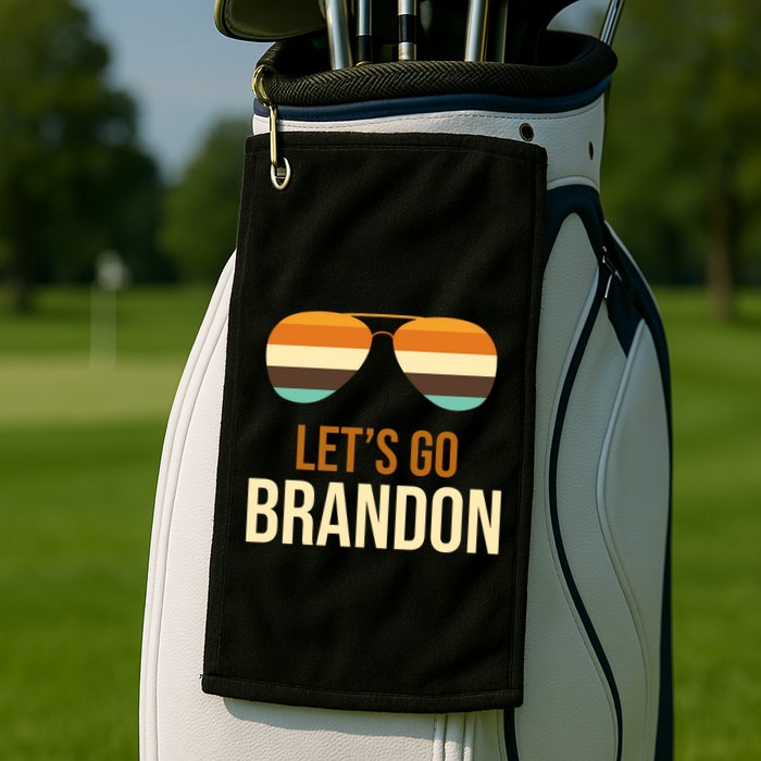 Let's Go Brandon F Joe Biden Cool Shades Retro Golf Towel