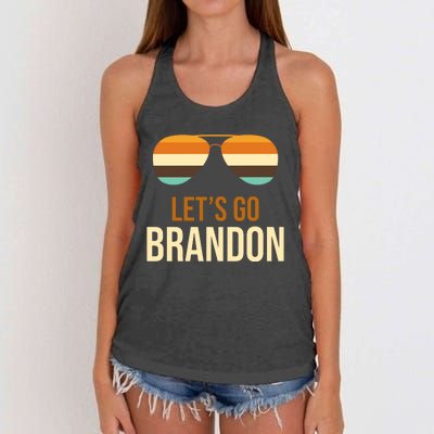 Let's Go Brandon F Joe Biden Cool Shades Retro Women's Knotted Racerback Tank