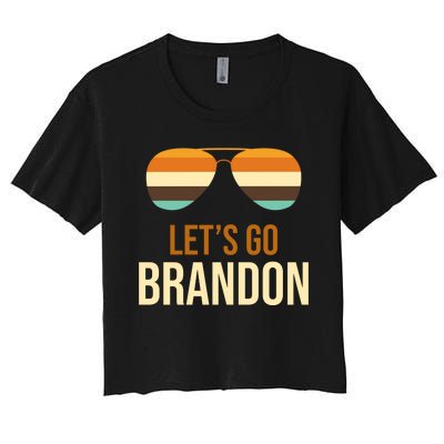 Let's Go Brandon F Joe Biden Cool Shades Retro Women's Crop Top Tee