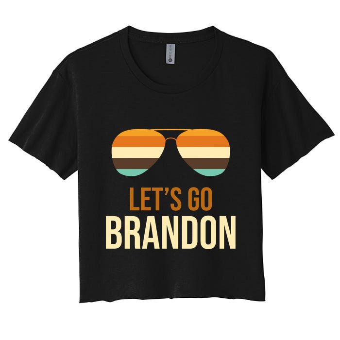Let's Go Brandon F Joe Biden Cool Shades Retro Crop Top