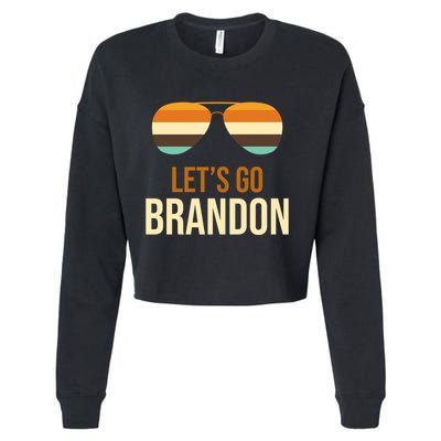 Let's Go Brandon F Joe Biden Cool Shades Retro Cropped Pullover Crew