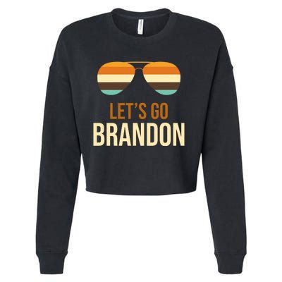 Let's Go Brandon F Joe Biden Cool Shades Retro Cropped Pullover Crew