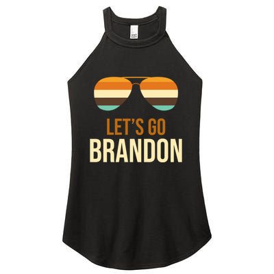 Let's Go Brandon F Joe Biden Cool Shades Retro Women's Perfect Tri Rocker Tank