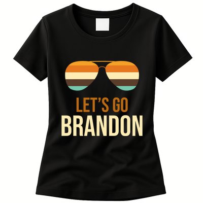 Let's Go Brandon F Joe Biden Cool Shades Retro Womens T-Shirt