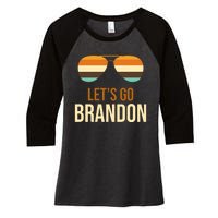 Let's Go Brandon F Joe Biden Cool Shades Retro Women's Tri-Blend 3/4-Sleeve Raglan Shirt