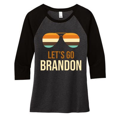 Let's Go Brandon F Joe Biden Cool Shades Retro Women's Tri-Blend 3/4-Sleeve Raglan Shirt