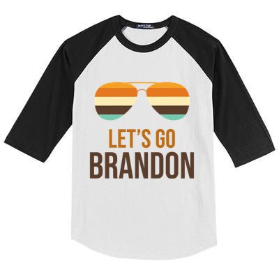 Let's Go Brandon F Joe Biden Cool Shades Retro Kids Colorblock Raglan Jersey