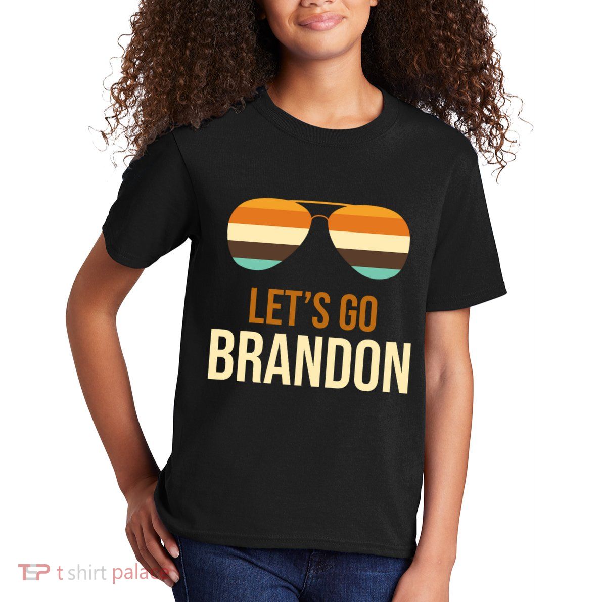 Let's Go Brandon F Joe Biden Cool Shades Retro Kids T-Shirt
