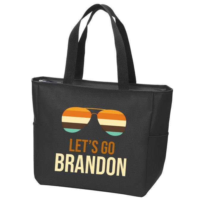Let's Go Brandon F Joe Biden Cool Shades Retro Zip Tote Bag