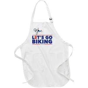 Lets Go Biking Biden Falling Off The Bike Funny Sarcastic Full-Length Apron With Pockets