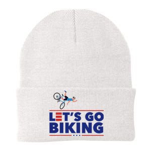 Lets Go Biking Biden Falling Off The Bike Funny Sarcastic Knit Cap Winter Beanie