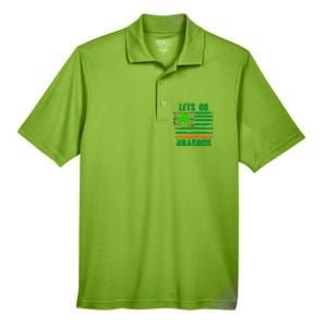 Lets Go Brandon St Patrick's Day Distressed America USA Flag Clover Men's Origin Performance Pique Polo