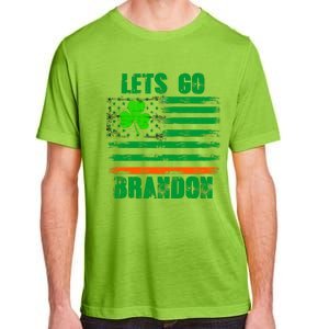 Lets Go Brandon St Patrick's Day Distressed America USA Flag Clover Adult ChromaSoft Performance T-Shirt