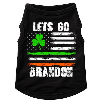 Lets Go Brandon St Patrick's Day Distressed America USA Flag Clover Doggie Tank
