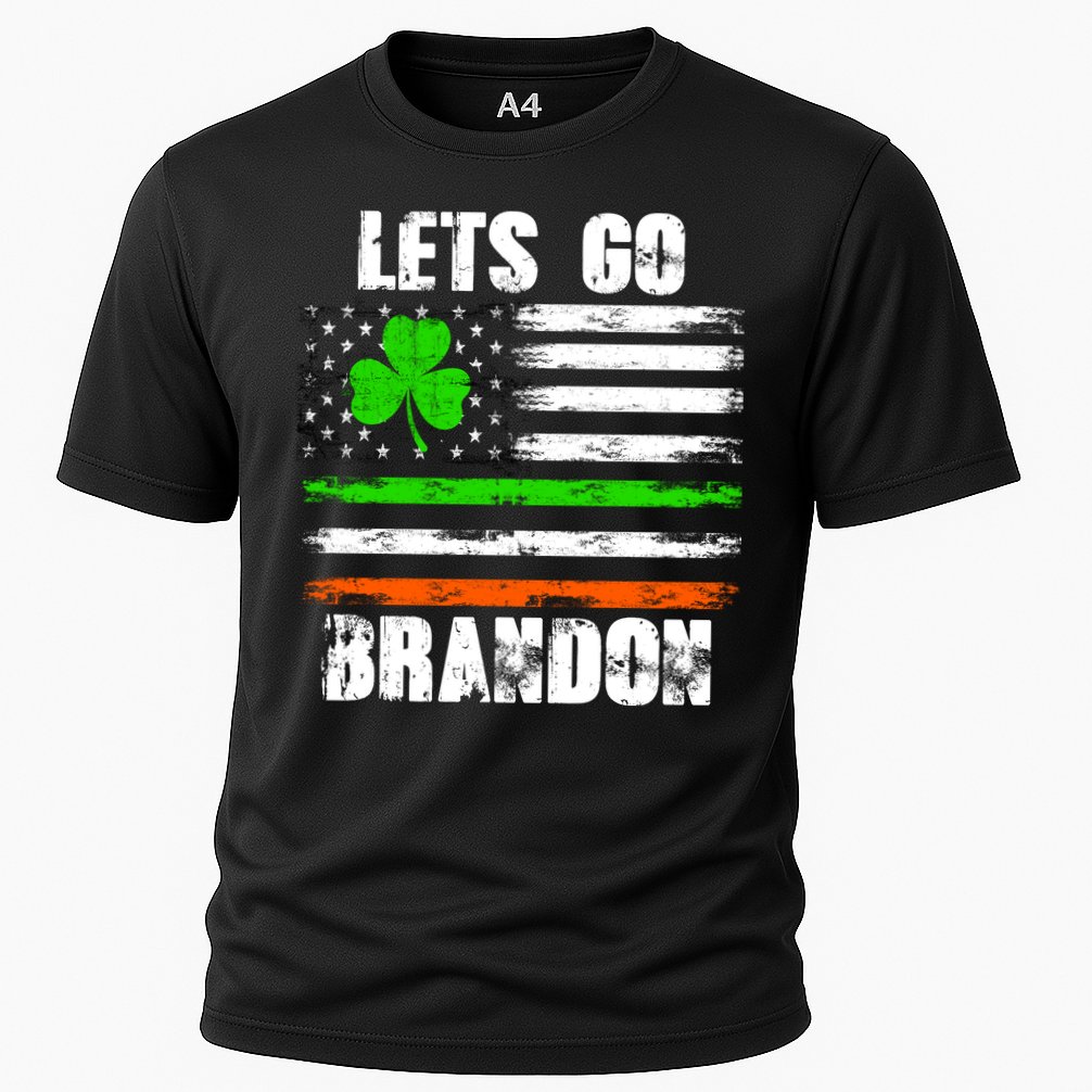 Lets Go Brandon St Patrick's Day Distressed America USA Flag Clover Cooling Performance Crew T-Shirt