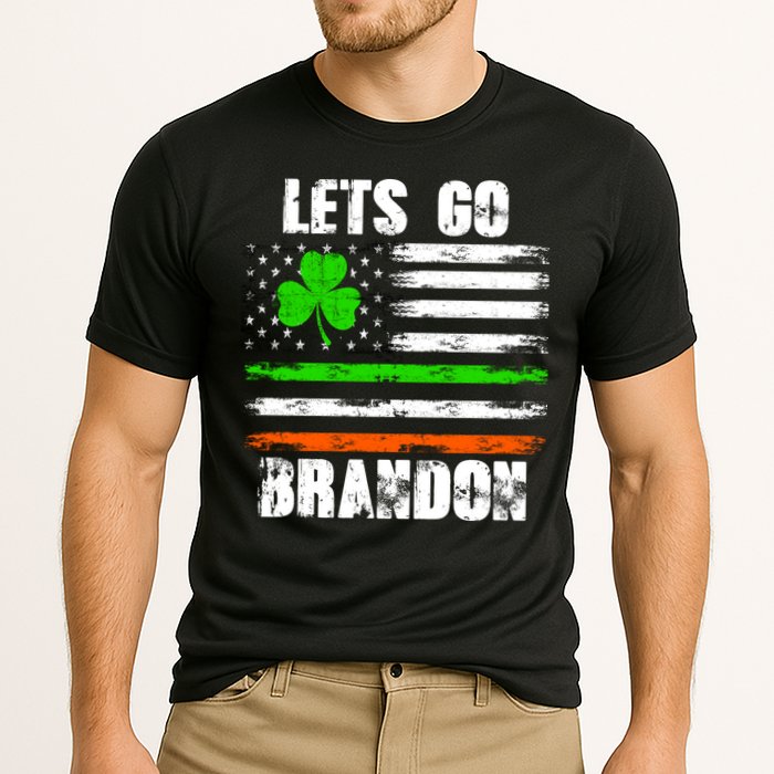 Lets Go Brandon St Patrick's Day Distressed America USA Flag Clover Cooling Performance Crew T-Shirt