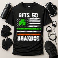 Lets Go Brandon St Patrick's Day Distressed America USA Flag Clover Cooling Performance Crew T-Shirt