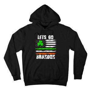 Lets Go Brandon St Patrick's Day Distressed America USA Flag Clover Hoodie