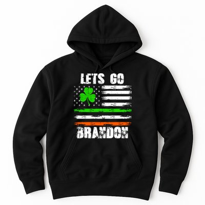 Lets Go Brandon St Patrick's Day Distressed America USA Flag Clover Hoodie
