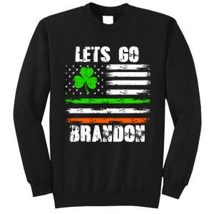 Lets Go Brandon St Patrick's Day Distressed America USA Flag Clover Sweatshirt