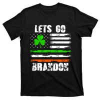 Lets Go Brandon St Patrick's Day Distressed America USA Flag Clover T-Shirt