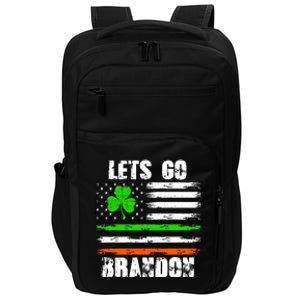 Lets Go Brandon St Patrick's Day Distressed America USA Flag Clover Impact Tech Backpack