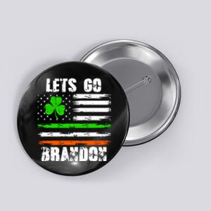 Lets Go Brandon St Patrick's Day Distressed America USA Flag Clover Button