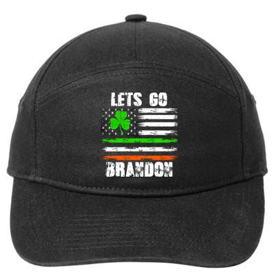 Lets Go Brandon St Patrick's Day Distressed America USA Flag Clover 7-Panel Snapback Hat