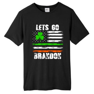 Lets Go Brandon St Patrick's Day Distressed America USA Flag Clover Tall Fusion ChromaSoft Performance T-Shirt