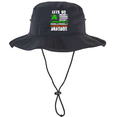 Lets Go Brandon St Patrick's Day Distressed America USA Flag Clover Bucket Hat