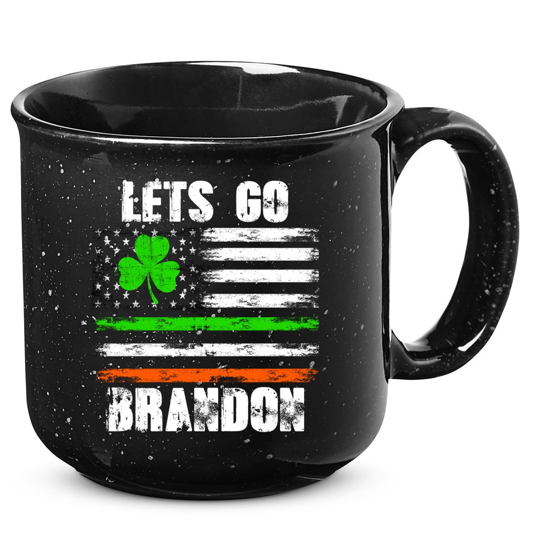 Lets Go Brandon St Patrick's Day Distressed America USA Flag Clover 15oz Campfire Ceramic Mug