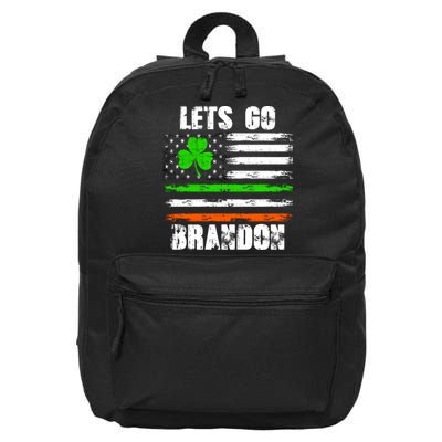 Lets Go Brandon St Patrick's Day Distressed America USA Flag Clover 16 in Basic Backpack