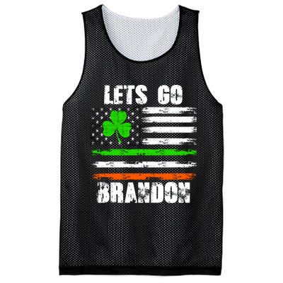 Lets Go Brandon St Patrick's Day Distressed America USA Flag Clover Mesh Reversible Basketball Jersey Tank