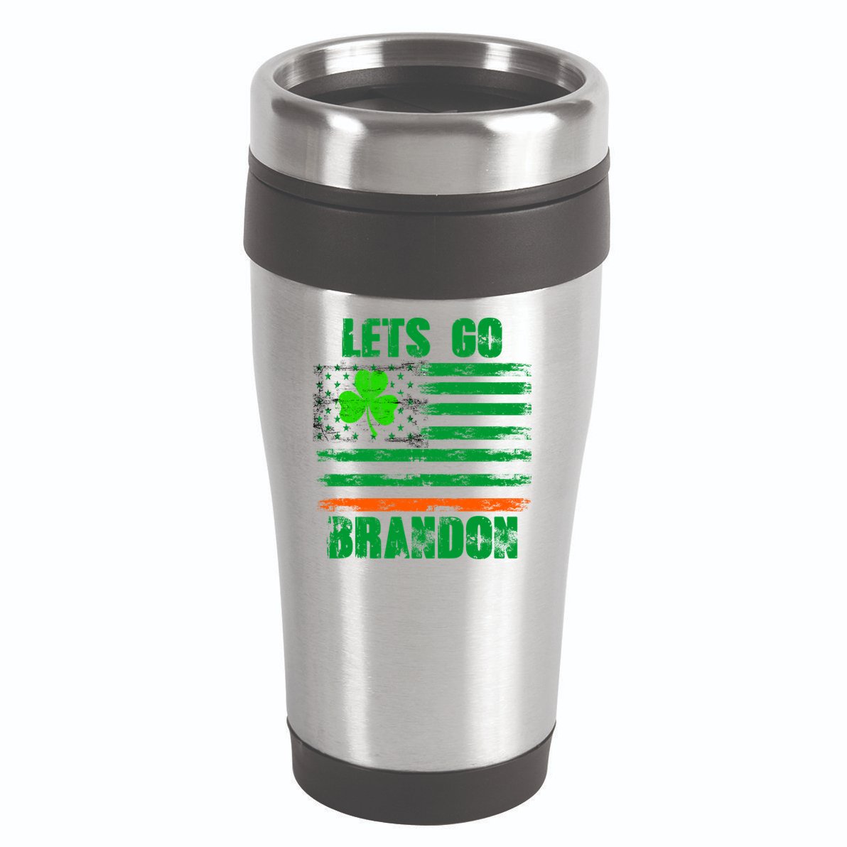 Lets Go Brandon St Patrick's Day Distressed America USA Flag Clover 16oz Travel Tumbler