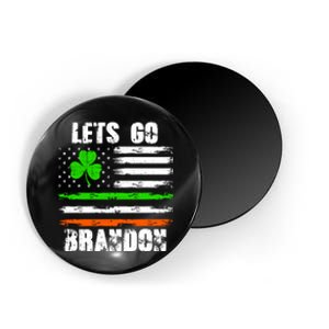 Lets Go Brandon St Patrick's Day Distressed America USA Flag Clover Magnet