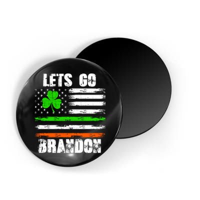 Lets Go Brandon St Patrick's Day Distressed America USA Flag Clover Magnet