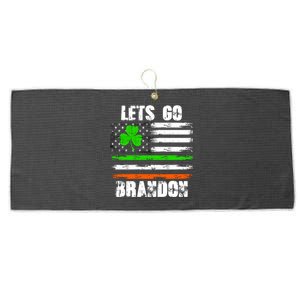 Lets Go Brandon St Patrick's Day Distressed America USA Flag Clover Large Microfiber Waffle Golf Towel