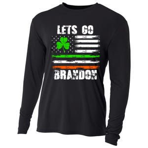 Lets Go Brandon St Patrick's Day Distressed America USA Flag Clover Cooling Performance Long Sleeve Crew