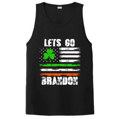Lets Go Brandon St Patrick's Day Distressed America USA Flag Clover PosiCharge Competitor Tank