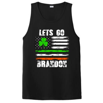 Lets Go Brandon St Patrick's Day Distressed America USA Flag Clover PosiCharge Competitor Tank