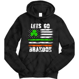 Lets Go Brandon St Patrick's Day Distressed America USA Flag Clover Tie Dye Hoodie