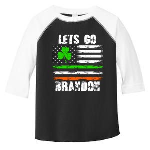 Lets Go Brandon St Patrick's Day Distressed America USA Flag Clover Toddler Fine Jersey T-Shirt