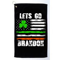 Lets Go Brandon St Patrick's Day Distressed America USA Flag Clover Golf Towel