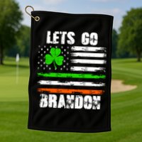 Lets Go Brandon St Patrick's Day Distressed America USA Flag Clover Golf Towel