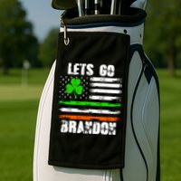Lets Go Brandon St Patrick's Day Distressed America USA Flag Clover Golf Towel