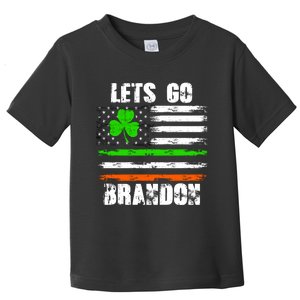 Lets Go Brandon St Patrick's Day Distressed America USA Flag Clover Toddler T-Shirt