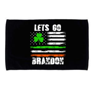 Lets Go Brandon St Patrick's Day Distressed America USA Flag Clover Microfiber Hand Towel