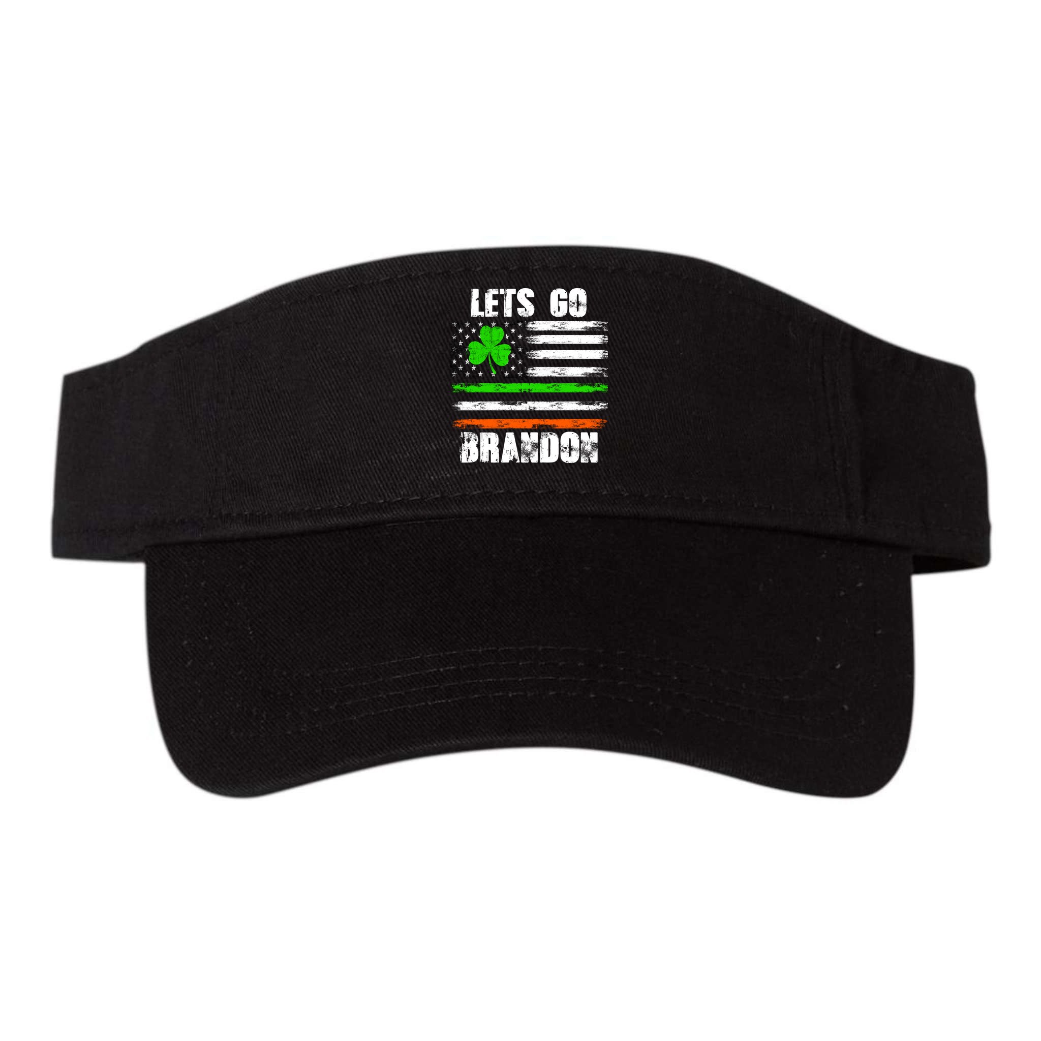 Lets Go Brandon St Patrick's Day Distressed America USA Flag Clover Visor